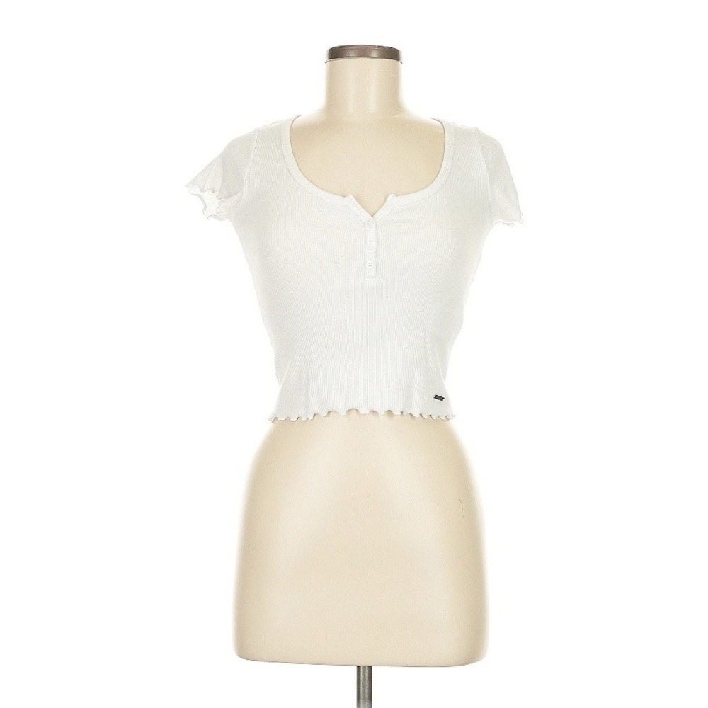 Hollister XS Woman Short Sleeve Blouse Ivory
